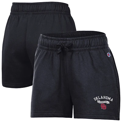 Women's Champion Black Oklahoma Sooners Powerblend Elastic Waist Shorts