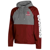 Women's Champion Crimson Oklahoma Sooners Colorblocked Packable Raglan Half-Zip Hoodie Jacket