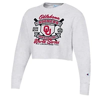 Sweat-shirt court à col rond Women's Champion Gray Oklahoma Sooners 2026 NCAA Baseball Men's College World Series Champions