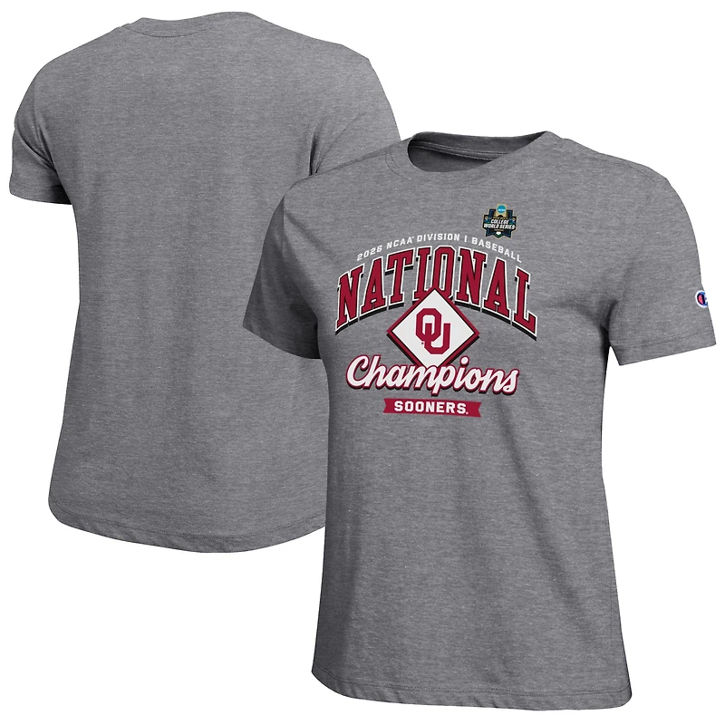 Women's Champion Gray Oklahoma Sooners 2026 NCAA Baseball Men's College World Series Champions Locker Room T-Shirt