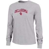 Women's Champion Gray Oklahoma Sooners Arch Over Logo Long Sleeve T-Shirt