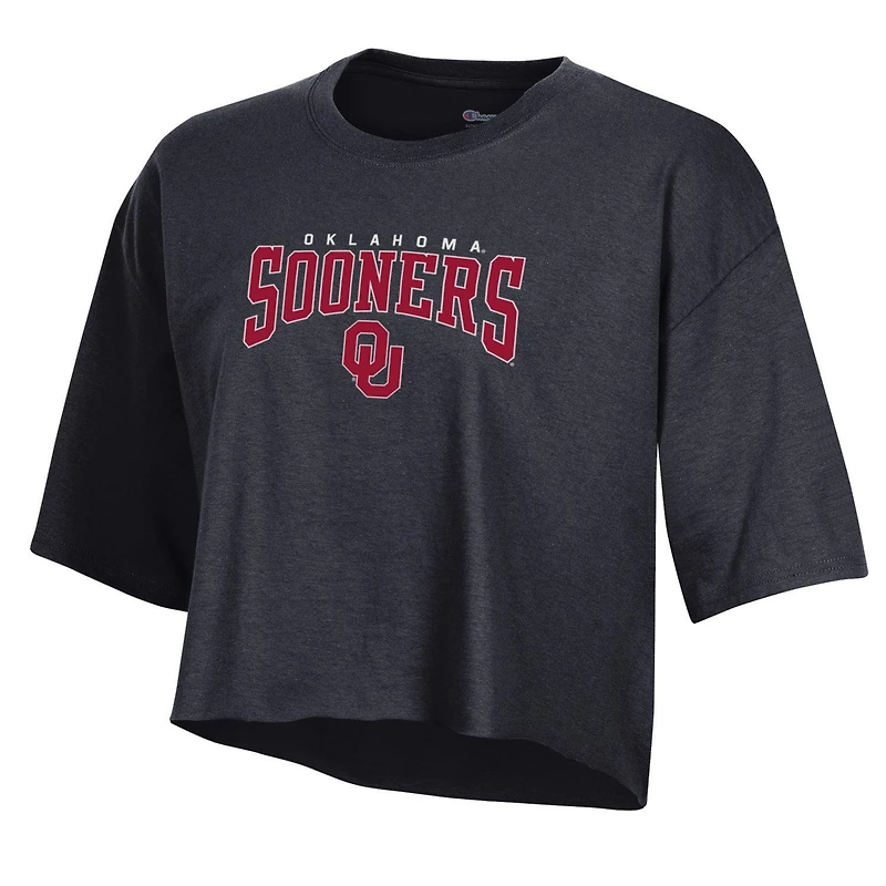 T-shirt court pour femme Champion Heather Charcoal Oklahoma Sooners Boyfriend
