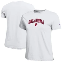 T-shirt blanc avec logo arqué des Oklahoma Sooners, championnes féminines