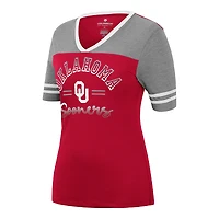 Colisée Crimson/Heathered Grey Oklahoma Sooners There You Are T-shirt à encolure en V pour femme