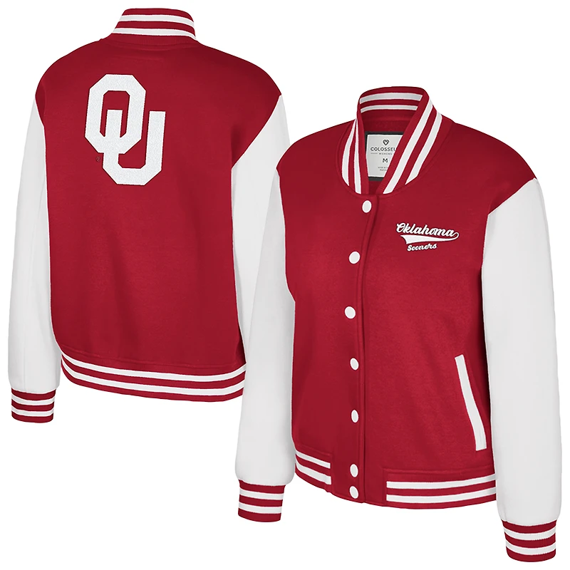 Women's Colosseum Crimson Oklahoma Sooners French Baguette Full Snap Fleece Jacket
