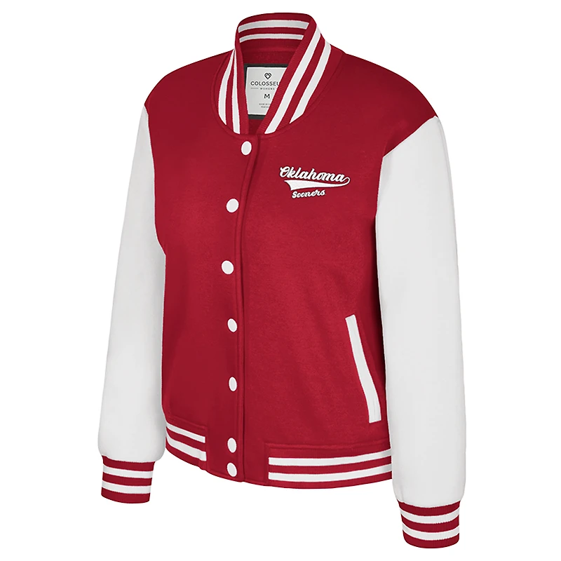 Women's Colosseum Crimson Oklahoma Sooners French Baguette Full Snap Fleece Jacket