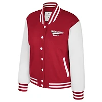 Women's Colosseum Crimson Oklahoma Sooners French Baguette Full Snap Fleece Jacket