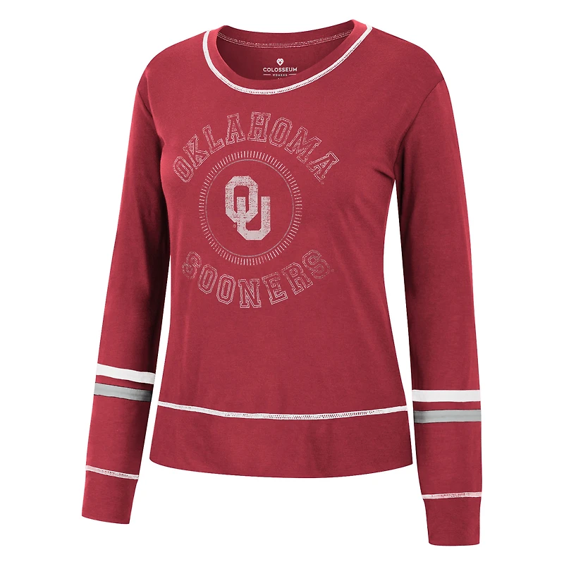 Colosseum Crimson Oklahoma Sooners Heathrow T-shirt à manches longues super doux pour femme