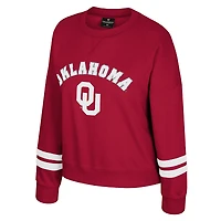 Women's Colosseum Crimson Oklahoma Sooners Splashy Crewneck Fleece Sweatshirt