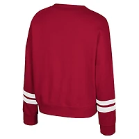 Women's Colosseum Crimson Oklahoma Sooners Splashy Crewneck Fleece Sweatshirt