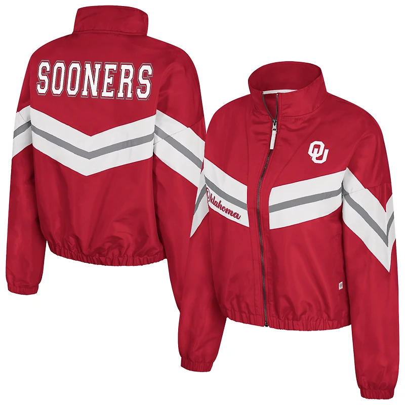 Coupe-vent à fermeture éclair intégrale Thin Ice pour femme Colosseum Crimson Oklahoma Sooners