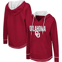 Women's Colosseum Crimson Oklahoma Sooners Tunic Pullover V-Neck Hoodie