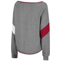 Colosseum Heather Grey Oklahoma Sooners Amped Chevron Stripe Raglan Boat Neck Pullover Sweatshirt