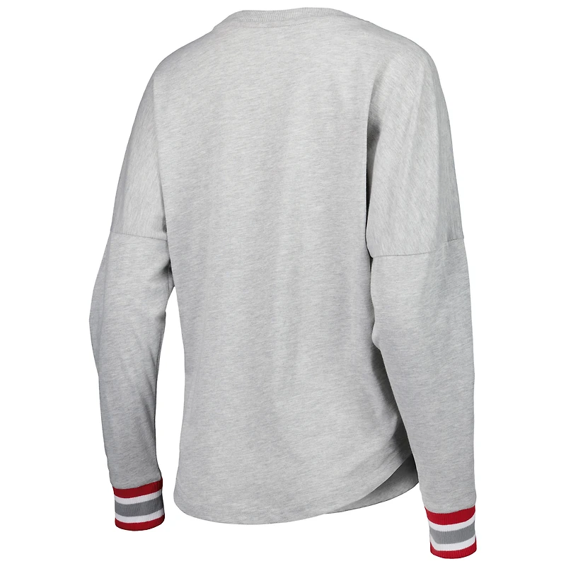 T-shirt à manches longues Colosseum gris chiné Oklahoma Sooners Andy pour femme