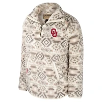 Women's Colosseum x Wrangler Natural Oklahoma Sooners Southwest Sherpa Fleece Half-Zip Jacket