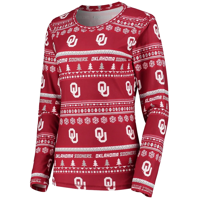 Women's Concepts Sport Crimson Oklahoma Sooners Holiday Long Sleeve Top & Pants Sleep Set