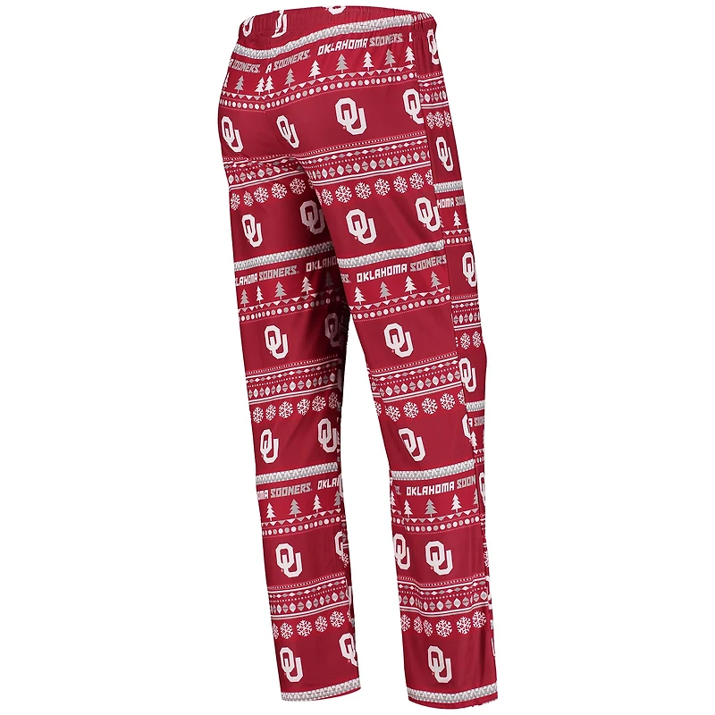 Ensemble de nuit pour femme Concepts Sport Crimson Oklahoma Sooners Holiday, haut à manches longues et pantalon