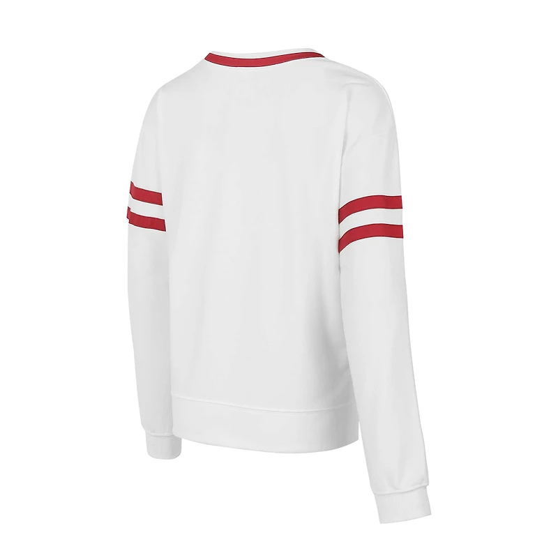 Women's Concepts Sport  White Oklahoma Sooners Borough French Terry Arch Over Long Sleeve Top