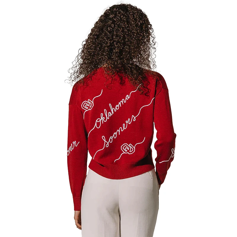 Pull brodé Love Note pour femme des Sooners de l'Oklahoma Crimson