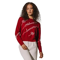 Women's Crimson Oklahoma Sooners Love Note Embroidered Pullover Sweater