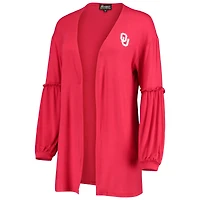 Cardigan cramoisi Oklahoma Sooners à manches boules décalées pour femme