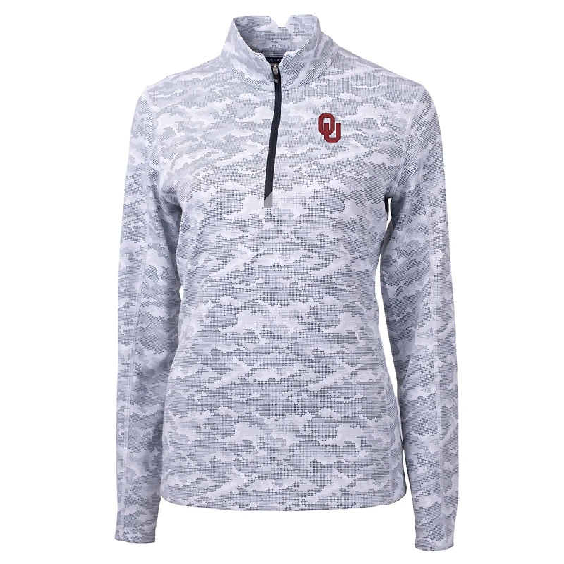 Pull-over à fermeture éclair quart de tour pour femme, couleur charbon, Oklahoma Sooners Traverse Camo, Cutter & Buck