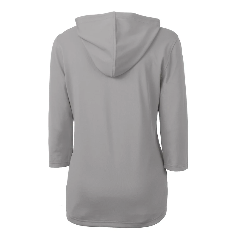 Sweat à capuche demi-zippé en piqué écologique recyclé manches 3/4 pour femme, gris Cutter & Buck, Oklahoma Sooners SEC Virtue