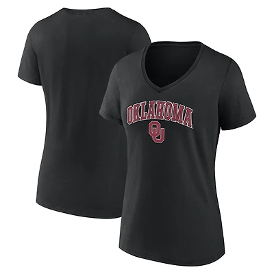 Women's Fanatics Black Oklahoma Sooners Campus V-Neck T-Shirt