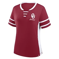 T-shirt à lacets Athena pour femme, cramoisi/blanc, Oklahoma Sooners, Be Fearless