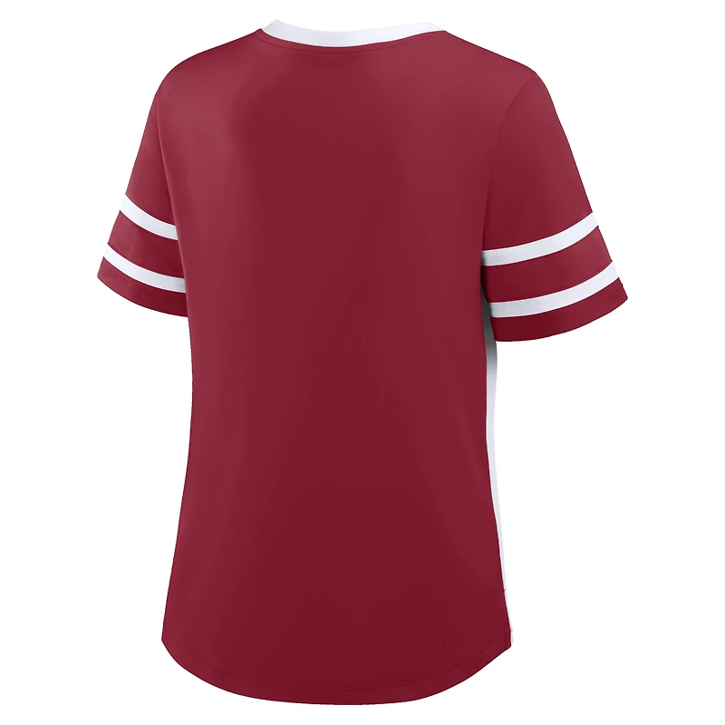 T-shirt à lacets Athena pour femme, cramoisi/blanc, Oklahoma Sooners, Be Fearless