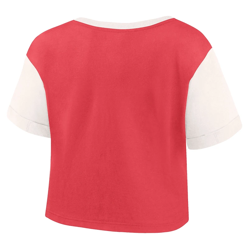 Women's Fanatics Crimson Oklahoma Sooners Color-Block Script Tail T-Shirt