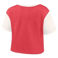 Women's Fanatics Crimson Oklahoma Sooners Color-Block Script Tail T-Shirt