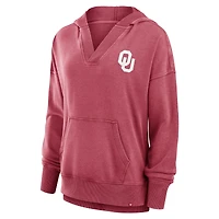 Women's Fanatics  Crimson Oklahoma Sooners Initiative Snow Wash French Terry V-Neck Pullover Hoodie
