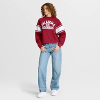 Sweat-shirt surdimensionné à manches raglan pour femme Fanatics Crimson Oklahoma Sooners, motif Hometown Premium Punt Coverage