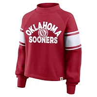 Women's Fanatics Crimson Oklahoma Sooners Oversized Hometown Premium Punt Coverage Raglan Pullover Sweatshirt