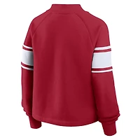 Women's Fanatics Crimson Oklahoma Sooners Oversized Hometown Premium Punt Coverage Raglan Pullover Sweatshirt