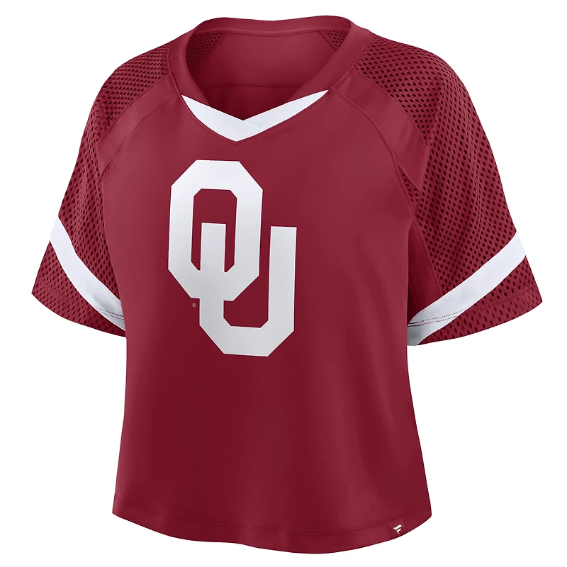 Women's Fanatics Crimson Oklahoma Sooners Oversized Raglan V-Neck Fashion Jersey