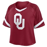 Women's Fanatics Crimson Oklahoma Sooners Oversized Raglan V-Neck Fashion Jersey