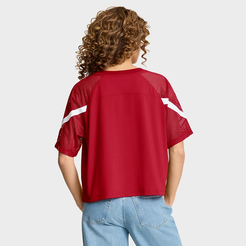 Women's Fanatics Crimson Oklahoma Sooners Oversized Raglan V-Neck Fashion Jersey