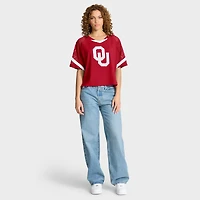 Women's Fanatics Crimson Oklahoma Sooners Oversized Raglan V-Neck Fashion Jersey