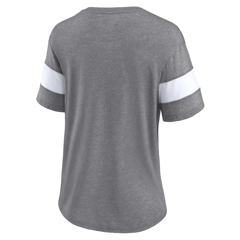 T-shirt à col en V tri-blend True Classics Give It All de Fanatics Heather Gray pour femmes des Oklahoma Sooners