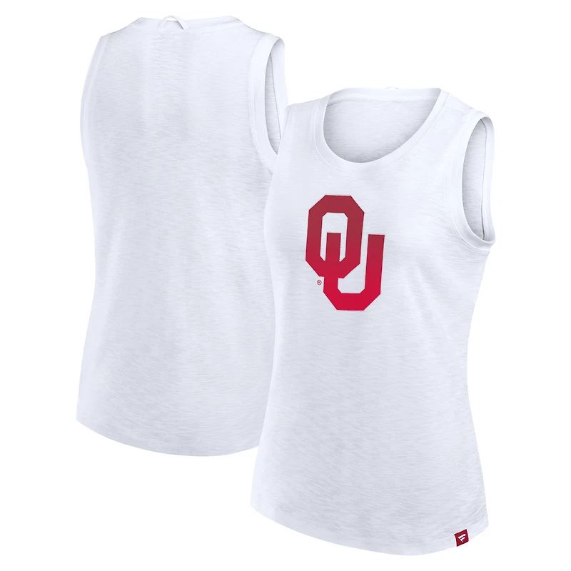 Débardeur blanc Oklahoma Sooners Activate Slub Fanatics pour femmes