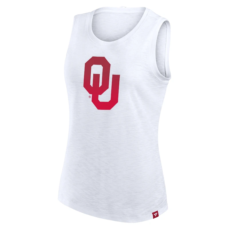 Débardeur blanc Oklahoma Sooners Activate Slub Fanatics pour femmes