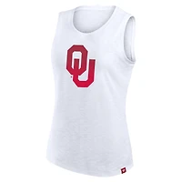 Débardeur blanc Oklahoma Sooners Activate Slub Fanatics pour femmes