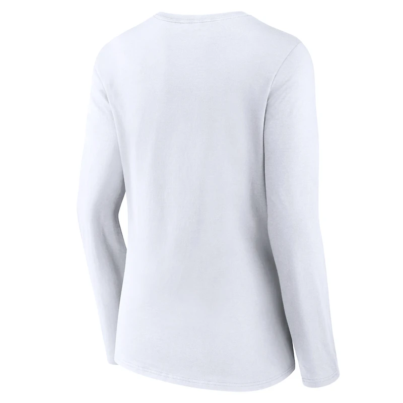 Women's Fanatics White Oklahoma Sooners Campus Long Sleeve V-Neck T-Shirt