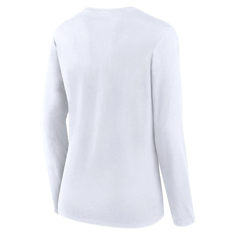 Women's Fanatics White Oklahoma Sooners Double Team Script Long Sleeve T-Shirt