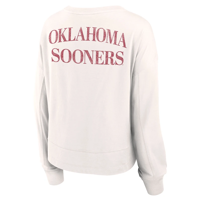 Women's Fanatics White Oklahoma Sooners Kickoff Full Back Long Sleeve T-Shirt
