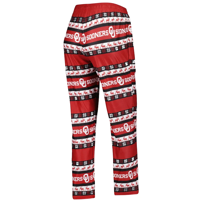 Women's FOCO Crimson Oklahoma Sooners Ugly Long Sleeve T-Shirt & Pajama Pants Sleep Set