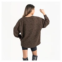 Women's Gameday Couture Brown Oklahoma Sooners Leopard Oversized Sweatshirt