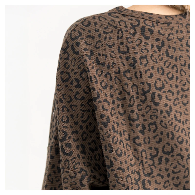 Women's Gameday Couture Brown Oklahoma Sooners Leopard Oversized Sweatshirt